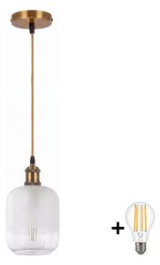 BRILAGI - LED Lustr na lanku RETRO GLASS 1xE27/60W/230V pr. 14 cm zlatá/bílá