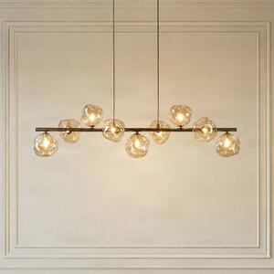 TK Lighting Závěsné světlo Lava, hnědé, 9 žárovek, sklo, délka 116 cm, G9, stmívatelný, Hnědá / rez, Obývací pokoj / jídelna, Sklo
