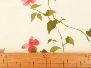 Bavlněný flanel listy a květy METRÁŽ - 1-497 (170 g/m²) krémová světlá