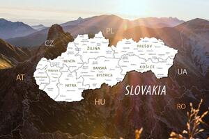 Obraz na korku mapa Slovenska s pozadím hor