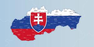 Obraz na korku mapa Slovenska se státním znakem