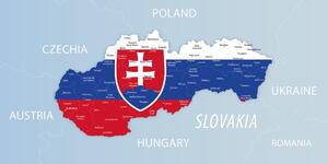 Obraz mapa Slovenska se státním znakem a okolními státy