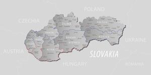 Obraz šedá mapa Slovenska s decentním kontrastem