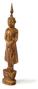 Narozeninový Buddha, neděle, teak, hnědá patina, 23cm
