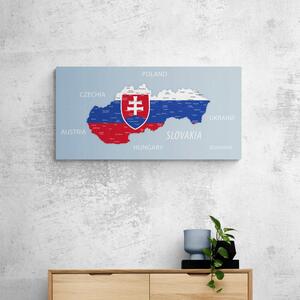 Obraz na korku mapa Slovenska se státním znakem a okolními státy
