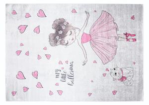 Makro Abra Dětský kusový koberec vhodný k praní BAMBINO 2701 Princezna Kočička pogumovaný krémový růžový Rozměr: 140x200 cm