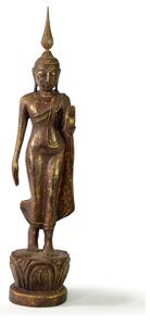 Narozeninový Buddha, pondělí, teak, hnědá patina, 35cm