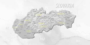 Obraz decentní šedo-žlutá mapa Slovenska
