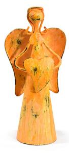 Kovová soška anděla, oranžová, 9x7x18cm