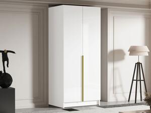 Šatní skříň Smugo I Gloss, Barva: bílá / lesk bílý + zlatá 5903211422638