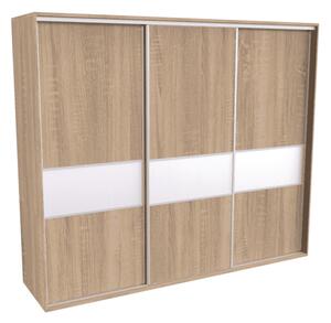 Šatní skříň FLEXI 3 s dělenými dveřmi Lacobel Varianta barvy: Bílá, Šířka: 280 cm, Výška: 220 cm