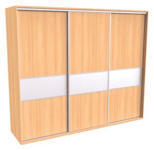 Šatní skříň FLEXI 3 s dělenými dveřmi Lacobel Varianta barvy: Dub natur (dub sonoma), Šířka: 280 cm, Výška: 220 cm