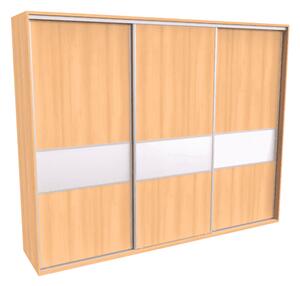 Šatní skříň FLEXI 3 s dělenými dveřmi Lacobel Varianta barvy: Javor, Šířka: 300 cm, Výška: 220 cm