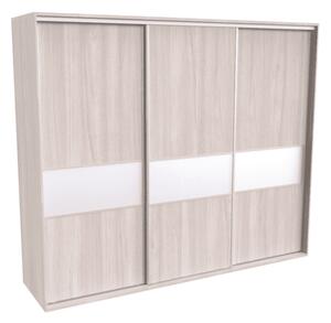Šatní skříň FLEXI 3 s dělenými dveřmi Lacobel Varianta barvy: Bílá, Šířka: 300 cm, Výška: 240 cm