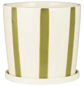 Keramický obal na květiny Palermo Green Stripes Ø 16 cm
