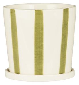 Keramický obal na květiny Palermo Green Stripes Ø 11 cm