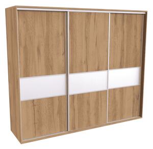 Šatní skříň FLEXI 3 s dělenými dveřmi Lacobel Varianta barvy: Dub natur (dub sonoma), Šířka: 300 cm, Výška: 240 cm