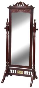 Zrcadlo v rámu z teakového dřeva na stojanu, 78x61x177cm