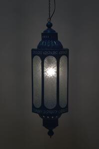 Kovová lampa v orientálním stylu, skleněná výplň, 27x27x85cm