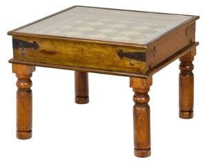 Konferenční stolek z palisandrového dřeva zdobený mosazí, se sklem, 65x65x50cm