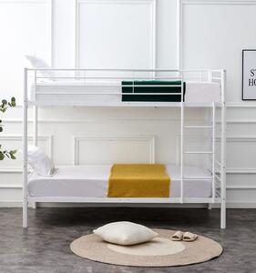 Halmar Dvoupatrová kovová postel BUNKY 90 x 200 cm, bílá