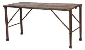 Skládací stůl, železná konstrukce, týkové dřevo, 150x75x78cm (8D)