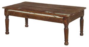 Starožitný stolek z týkového dřeva, ručně vyřezávaný, 130x73x50cm