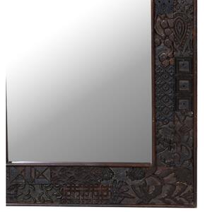 Zrcadlo v rámu z teakového dřeva zdobené starými raznicemi, 62x4x94cm (7E)
