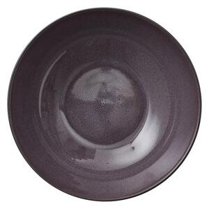 Černá kameninová salátová mísa s vnitřní glazurou ve fialové barvě Bitz Mensa, průměr 30 cm