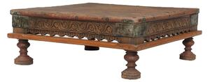 Starožitný čajový stolek z teakového dřeva, 60x60x24cm