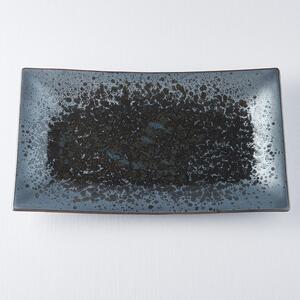 Černo-šedý keramický servírovací talíř MIJ Pearl, 33 x 19 cm