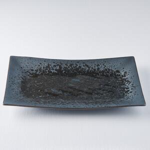 Černo-šedý keramický servírovací talíř MIJ Pearl, 33 x 19 cm
