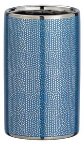Modrý keramický kelímek na kartáčky s detailem ve stříbrné barvě Wenko Nuria