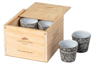 Dřevěný box s 8 šedými šálky na espresso COSTA NOVA GRESPRESSO ECO GRES 0,1 l