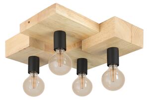 Eglo 43798 HALKIN - Dřevěné stropní svítidlo, 4 x E27 (Moderní stropní lustr dřevěný)
