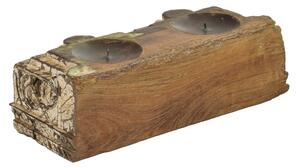Dřevěný svícen ze starého teakového sloupu, 38x15x12cm