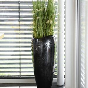 Vivanno mramorový květináč DELUXE, sklolaminát, výška 81 cm, černo/stříbrný lesk