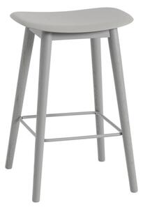 Muuto Barová stolička Fiber Stool 65cm Wood Base, grey