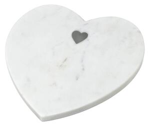 Mramorové servírovací prkénko ve tvaru srdce Marble White - 21*21*1,5cm