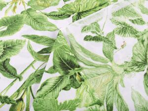 Biante Bavlněný závěs Sandra SA-297 Zelené pokojové rostliny na bílém 150x140 cm