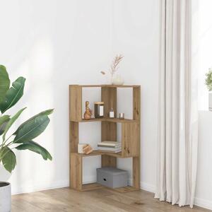 VidaXL Rohová 3patrová knihovna 50 x 50 x 102 cm kompozitní dřevo [868050] Barva: dub