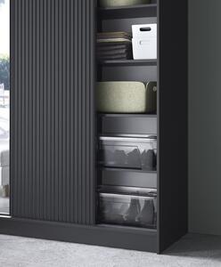 Černá šatní skříň se zrcadlem a s posuvnými dveřmi Prescco - 120 cm