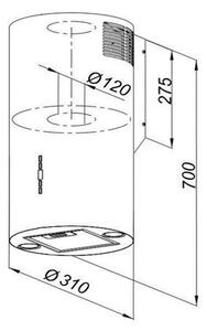 Nástěnný komínový odsavač par MAAN Elba W 731 31 cm 300 m3/h, Černá