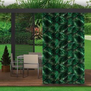 Zelený závěs do zahradního altánku s motivem listů 155x240 cm