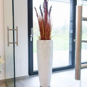 Vivanno vysoký květináč CAVITA, sklolaminát, výška 97 cm, bílý mramor, lesk