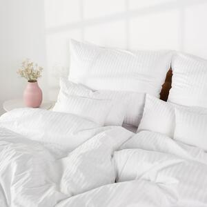 DARRÉ Damaškové saténové povlečení Pruh 10 mm - White Velikost: 140 x 200 + 70 x 90
