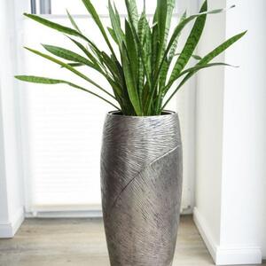 Vivanno luxusní květináč ROYAL, sklolaminát, výška 73 cm, stříbrno-černý
