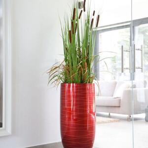Vivanno luxusní květináč ASCONIA, sklolaminát, výška 80 cm, červeno-zlatý lesk