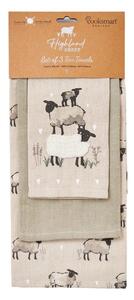 Utěrky v sadě 3 ks s příměsí lnu 45x65 cm Highland Sheep – Cooksmart ®