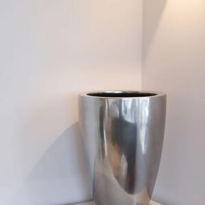 Vivanno luxusní květináč OPALA, sklolaminát, výška 44 cm, stříbrná metalíza